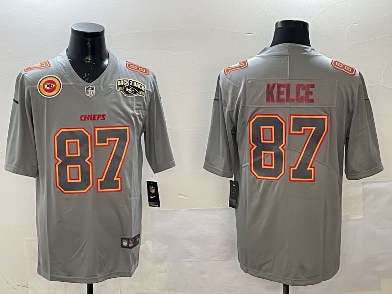 Men Kansas City Chiefs 87 Kelce Grey 2025 Nike Vapor Limited NFL Jersey style 2106